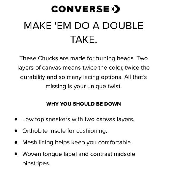 Unisex Converse All Star Chuck Taylor Double Upper Low Top sz 3M/5W - Picture 10 of 10